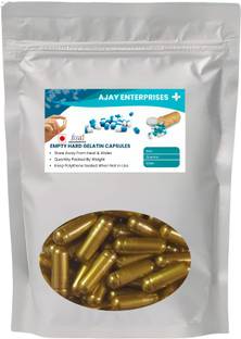 Ajay Enterprises Empty Gelatin Capsules Pharma Raw Materials (Golden (Size 0)500Pieces)
