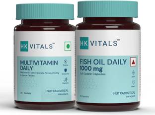 HEALTHKART HK Vitals Multivitamin + Fish Oil (30N tabs+ 30N Softgel caps), 2 Piece(s)/Pack