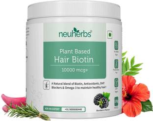 Neuherbs Plant-Based Hair Biotin 10000 mcg Sesbania, with Natural DHT Blockers & Omega -3