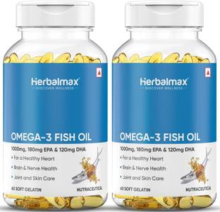 Herbal max Fish oil (1000 Omega 3, with 180 mg EPA & 120 mg) for brain, heart | eye health