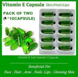 DOUBLE LIPS VITAMIN E CAPSULES 400 I.U VITAMIN FOR HAIR REGROWTH 10 CAPSULES PACK OF 4