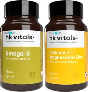 HEALTHKART HK Vitals Omega 3, 60 Capsules and Calcium Magnesium & Zinc