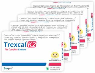 Trexgen TREXCAL-K2 The Complete Calcium with D3, K2-7 (5X10 = 50 Tablets)