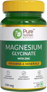 Pure Nutrition Magnesium Glycinate with Zinc for Bone, Muscle Nerve Health & Period Cramps