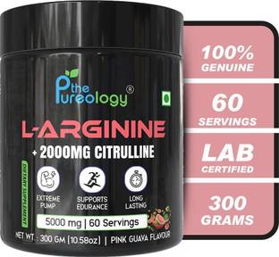 thepureology L-Arginine 3500mg + Citrulline Malate 1500mg Pink Guava Flavour 300 grams