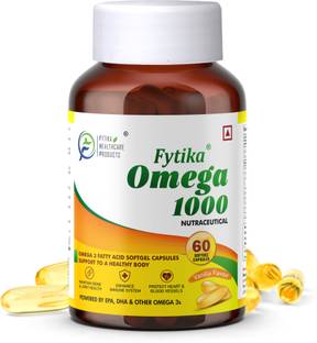 FYTIKA HEALTHCARE PRODUCTS Omega 1000 | EPA(360mg) + DHA(240mg) Enriched Omega 3 Fatty Acid Softgel Capsule