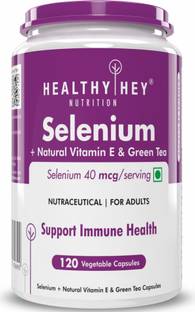 HealthyHey Selenium plus Natural Vitamin E, Supports Antioxidant Supplement, 120 Veg Capsules