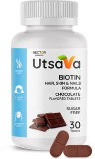 Nector Utsava Biotin Chocolate Sugar Free Chewable Tablets for Hair Skin & Nails
