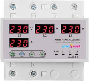 amiciSmart Intelligent 3 Phase to 1 Phase Selector/Changeover Switch with Over/Under Voltage Protection