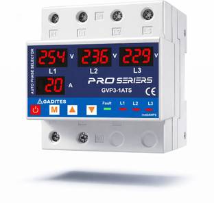 GADITES 63A Automatic Phase Selector | 3 Phase to 1 Phase Auto Changeover Switch | Digital Display | O...