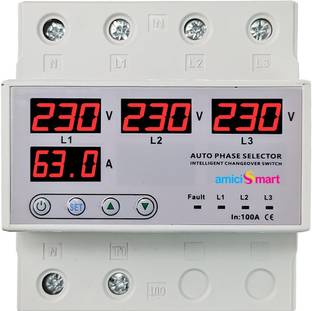 amiciSmart Intelligent 3 Phase to 1 Phase Selector/Changeover Switch with Under Voltage Protection