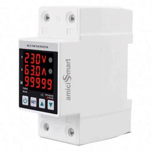 amiciSmart Over/Under Voltage, Over Current/Load Protection with Digital Energy Meter 63A, 230V DIN Rail Mounted Smart Device