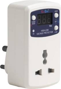 ELEQUA 6 Ampere Digital High, Low Voltage Cutoff/Protector(Adjustable setting) Plug Socket & Surge Protector Up To 4000 Volt ,Model:-HLVP6