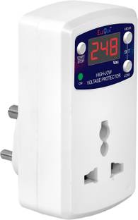 ELEQUA 6 Ampere Digital High, Low Voltage Cutoff/Protector(Adjustable setting) Plug Socket & Surge Protector Up To 4000 Volt ,Model:-HLVP6