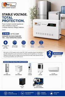livpower Standard AC Aluminium and White Voltage Stabilizer for 1.5 Ton Air Conditioner, 170V–270V
