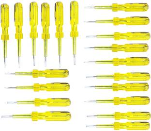 Gadariya King Steel Line Tester | Screwdriver Set | Bulb Tester Steel (Yellow) 20PC Analog Voltage Tester