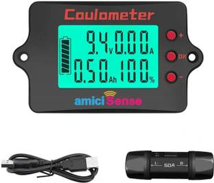 amiciSense Coulomb Counter Meter 8-120V 50A – True Battery Capacity Meter Digital Voltage Tester