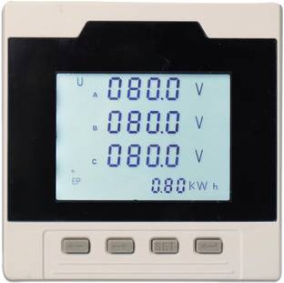 amiciSense Digital Energy Meter, 3-Phase Programmable Voltage Current Power-Factor Analog Voltage Tester