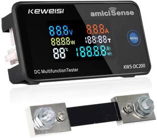 amiciSense 100A DC Energy Meter 6-in-1 Voltage, Current, Power & Energy Monitoring Voltmeter