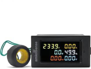 amiciSense Energy Meter 6 in 1, 80V-300V AC 100A Power Meter with Multi-Colour Digital Display Voltmeter