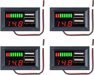 shockley Battery Voltage Indicator 0.56" LED Voltmeter + Dual USB Output car/bike (4 Pc) Voltmeter