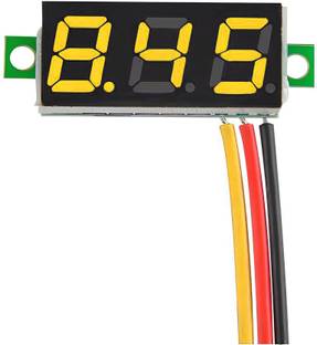 shockley YELLOW 3 Wire Calibratable 0-100V 0.28" Mini DC Voltmeter LED Display (1 Pc) Voltmeter