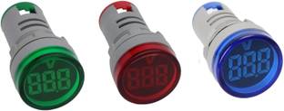 Zenitrain LED AC Voltage Meter Indicator Lights (30-500V, Set of 3 – R/G/B) Voltmeter