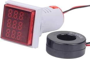 MICROTAIL Direct AC Volt+Amp+Frequency Meter LED Display Range 600V, 0-100A,0-50Hz (Red) Voltmeter