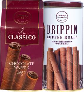 Unwrap Happiness Drippin Coffee Roll & Le Classico Chocolate Wafers Combo Pack Wafers