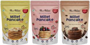 ME & MILLETS Millets Pancake - Assorted Pack of 3 (Banana, Raspberry, Chocolate Flavour) Waffles