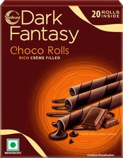 Sunfeast Dark Fantasy Crunchy Choco Wafer Rolls with Rich Molten Filling, Perfect Snacking Delight Wafer Rolls