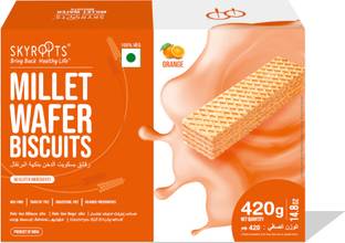 SKYROOTS Millet Wafer Biscuits Orange flavor (70gm x 6) Cracker