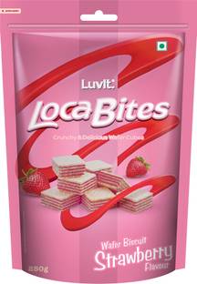 LuvIt Loca Bites Strawberry Wafer Cubes | Crunchy & Delicious Treat | Anytime Snack | Wafers