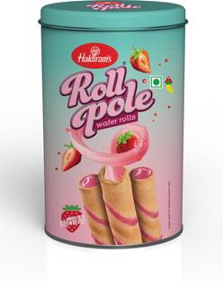Haldiram's Haldiram Roll Pole Strawberry Wafer Rolls Pack of 150 X 1 Tin Wafer Rolls