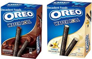 Decadent Foods Oreos Wafer Roll Chocolate & Vanilla Flavor | Crispy Wafer Rolls