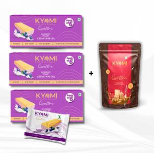 Kyomi 3 of Blueberry Yogurt Crème Wafer & 1 Quattro Hazelnut Total 780g | pack of 4 Wafers
