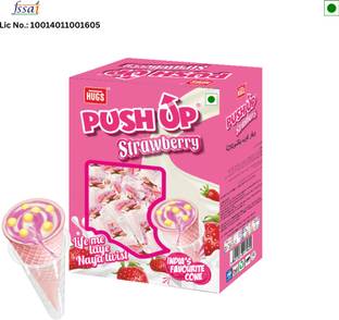 HUGS Push up the cone Strawberry Wafer Cones - Tasty Strawberry Snacks (30 pcs) Wafers