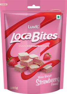 LuvIt Loca Bites Strawberry Wafer Cubes | Crunchy & Delicious Treat | Anytime Snack | Wafers