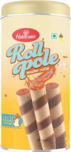 Haldiram's Roll Pole Salted Banana Caramel | Wafer Roll Sticks | Smooth Crunchy Snacks Wafer Rolls