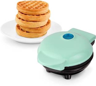 BONIRY Mini Waffle Maker 4 Inch- 350 Watts: Stainless Steel Non-Stick Electric Iron Machine for Individual Belgian Waffles, Pan Cakes, Paninis or Other Snacks - Mini Waffle Maker Aqua blue Waffle Maker