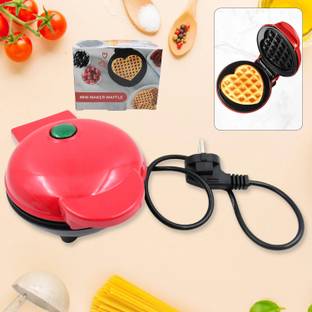 FESHINNEST Portable Electric Non-Stick Waffle Iron, Round Waffle, Cake Maker Grill Machine Waffle Maker
