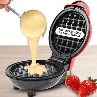 WUUP Mini Waffles Maker Machine For Home, Red - 350 Watts Waffle Maker