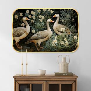 SAF PRINT saf Nature Art Crystal Embedded High Gloss Surface with Golden Frame