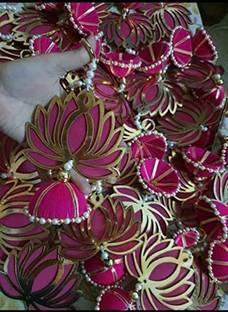 MeeTo Lotus Flower Diya Holder For Diwali Decorations , Home , Puja,Table Diya Decorative Showpiece  -  12 cm