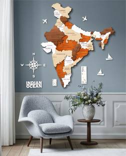 adinfinitum Multilayer 3D wooden Map of India