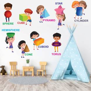 WALLPIK 3D Shapes Kids Fun Learning Maths Wall sticker WP170