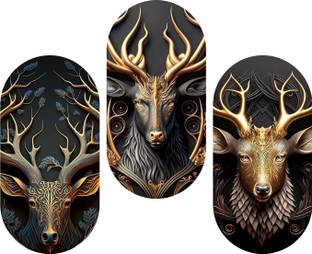 BookYourGift Deer Design Wooden Plank Set Of 3 Decor Pack of 3