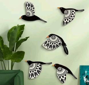 Sohibe Wooden Birds Hanging Wall Decorative Item for Home