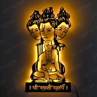 Artrooms Shri Swami Samarth With Light Metal Wall Art - Wall Decoration | Wall Hanging