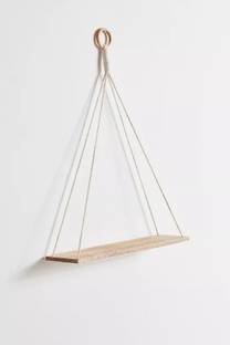 CRAZY SK Wall Hanging Shelf Cotton Rope Natural Pine Wood Swing Triangle Floating Shelf